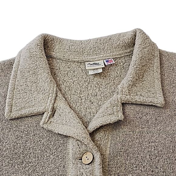 Vintage Womens Sz L Beige Leaf Embroidered Fleece Made in USA 70s Vest - Picture 5 of 12